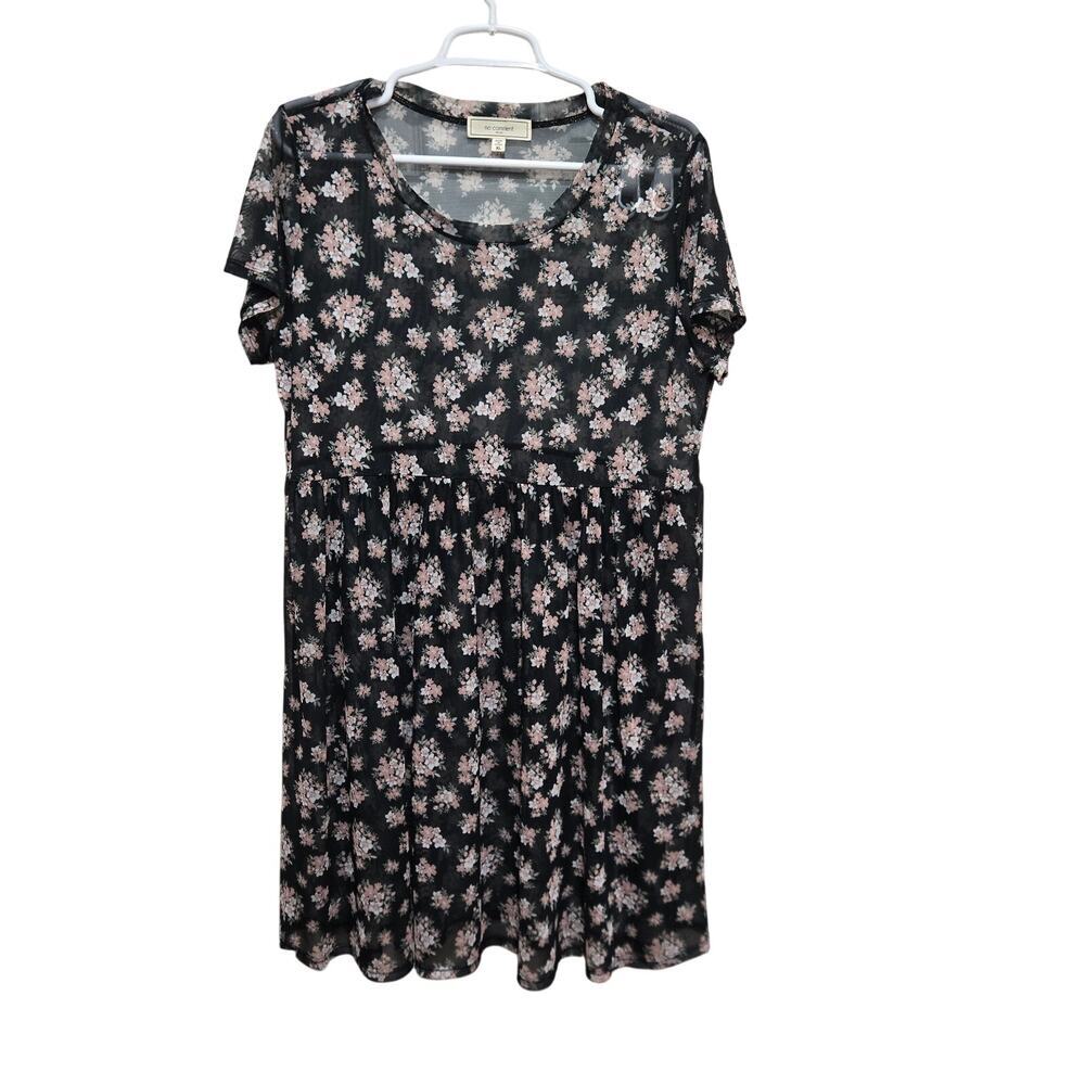 No Comment Sheer Floral Mesh Babydoll Dress XL Y2K Coquette